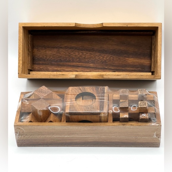 Wooden Puzzle Box Set 3 Games Challenging Brain Teasers 3D Puzzles for Adults - Picture 3 of 9